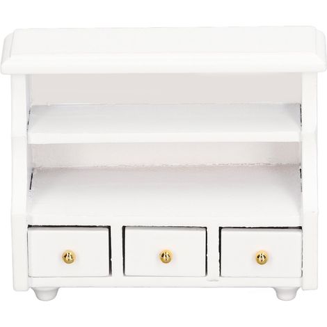 Armoire miniature blanche pure avec bordures, ravissante armoire de rangement pour la décoration de salle de bain (1/5)