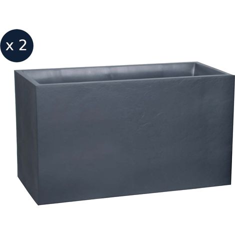 EDA – Lot de 2 jardinières muret Volcania effet pierre 99,5 x 39,5 x 60 cm – Contenance 116 L – Résistantes aux UV et gel – Pour usage intérieur et extérieur (1/4)