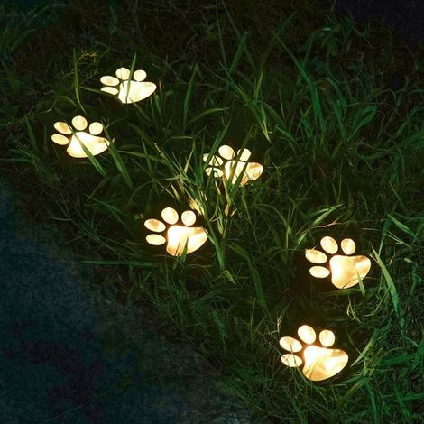 Solarbetriebene LED-Lichterkette mit Pfotenabdrücken – wasserdicht – für Garten und Außendekoration – warmes Licht (6er-Set) (1/5)