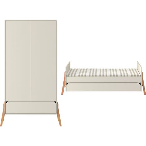 Mitwachsendes Babybett 70x140 und 2-türiger Kleiderschrank Bellamy Lotta Kaschmir