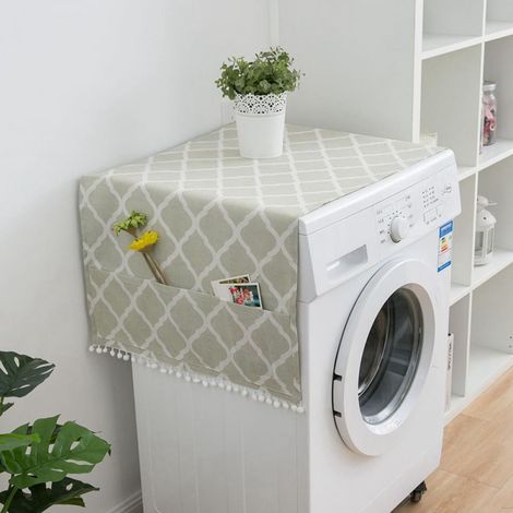 Housse Pour Lave-Linge - 130 x 55 cm - Tissu Coton - Anti-Dérapante - Pour Machine À Laver Et Réfrigérateur - 1 Pièce