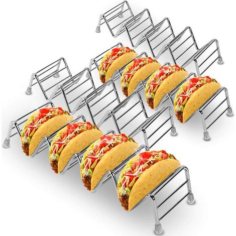 Set di 4 supporti per tacos in acciaio inox – per tacos con guscio duro o morbido – qualità premium