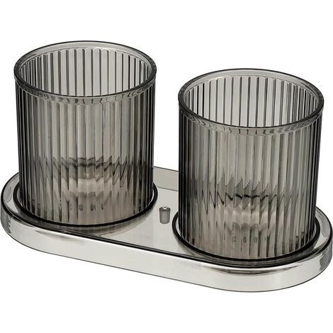 Lot de 2 gobelets incassables en plastique transparent pour brosses à dents, parfait pour salle de bain et invités. (1/5)