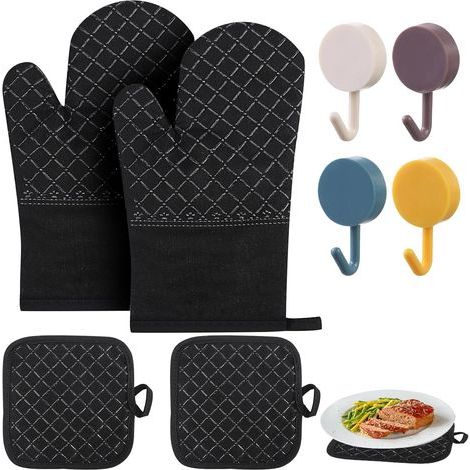 Gant de Four, yisight Gants De Four & Maniques Lot De 2, Gant résistant à la Chaleur, Résistant à la Chaleur 260℃, pour Cuisiner, Griller, Rôtir et Four (1/4)