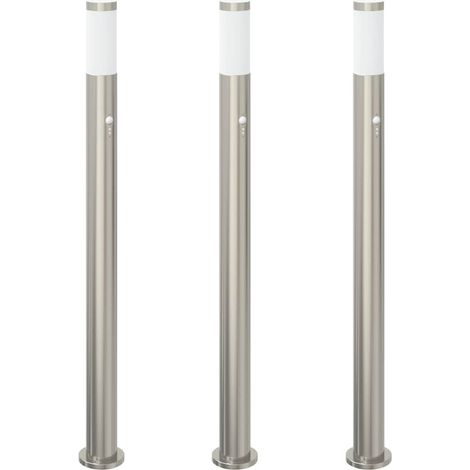 Balizas luminosas con sensor, 3 unidades, 110 cm, acero inoxidable, IP44 vidaXL