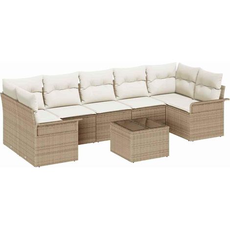 Maison Exclusive - Gartensofa-set mit Kissen 8 pcs Beige und Crem