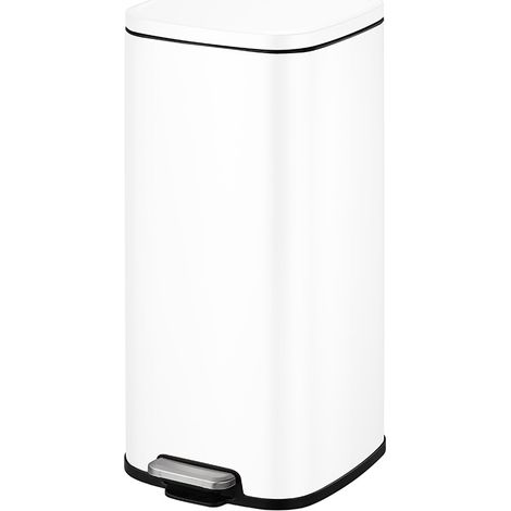 EKO - Poubelle à pédale Stella 30 litres - Stainless steel Plastic - blanc