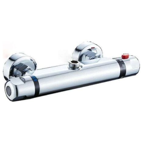 Mitigeur Thermostatique de Douche, Robinet Murale avec Bouton Sécurisé à 38°C Anti-Brûlure, Chromé (1/4)