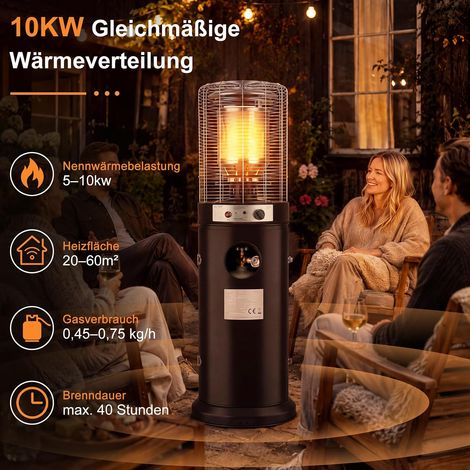 ZMH Heizstrahler Gas Outdoor 10 kW mit Rollen, Terrassenstrahler für Garten, Terrasse und Balkon (1/5)