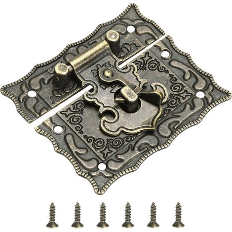 Fermoir à bascule antique 56x66mm en alliage de zinc avec vis pour boîte à bijoux, coffre, boîte en bois