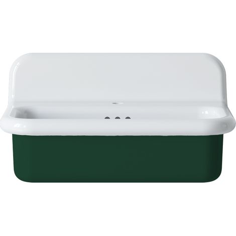 Lavabo retro de cerámica de 70 cm - True Colors Lite - Tamaño mediano - Verde bosque mate (1/2)