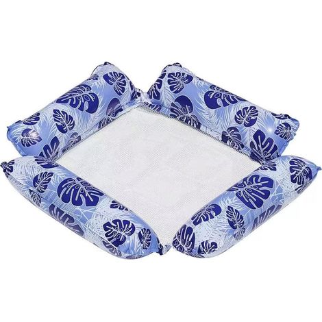 Materassino gonfiabile - Lettino gonfiabile per acqua con poggiatesta - Sedia da piscina di lusso per adulti - 120x115 cm - Fino a 115 kg - Blu scuro - Comodo galleggiante per piscina per vacanze e... (1/5)