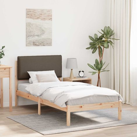 Estructura de Cama con Cabecera Tapizada Taupé 100 x 200 cm