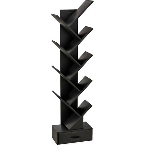 Tree Bookshelf 59” Narrow Free-standing Bookcase Storage Organizer w/10 Shelves (1/5)