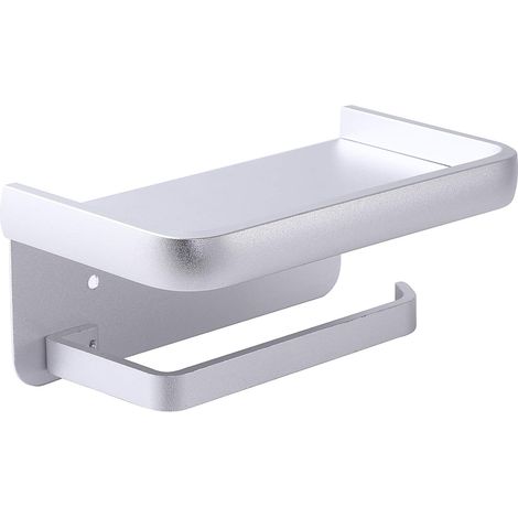 Porte-papier hygiénique mural Porte-rouleau de papier hygiénique en aluminium avec support de rangement Argent