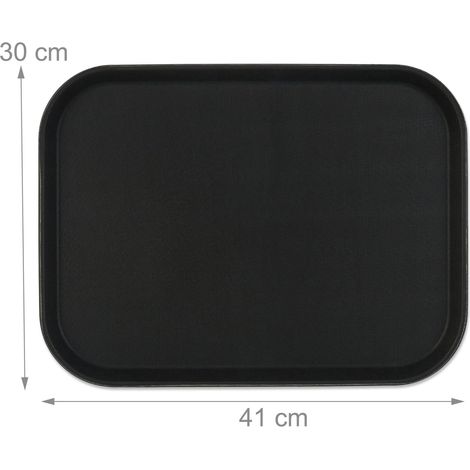 Set di 2 vassoi da portata rettangolari antiscivolo 50 x 30 x 5 cm in gomma nera 130015942
