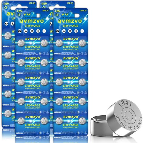 Lot de 40 piles bouton alcalines LR41 1,5 V 392A/192/LR736 (1/5)