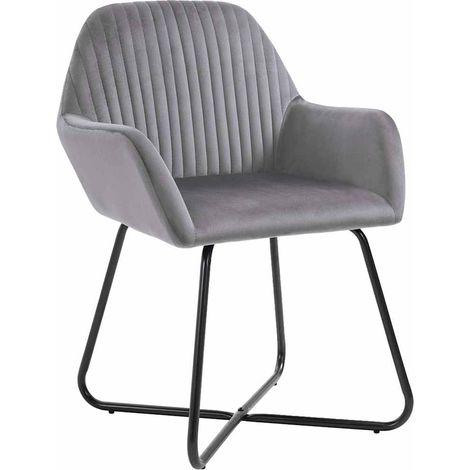 Maison Exclusive - Sillas de comedor 4 unidades terciopelo gris (1/5)