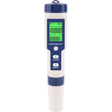 Testeur De Sel De Piscine, Testeur De Sel D'Eau De Mer Numérique 5 En 1, Kit De Test étanche Ip67