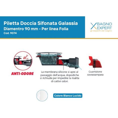 Piletta con sifone per piatto doccia Galassia diametro 90 mm