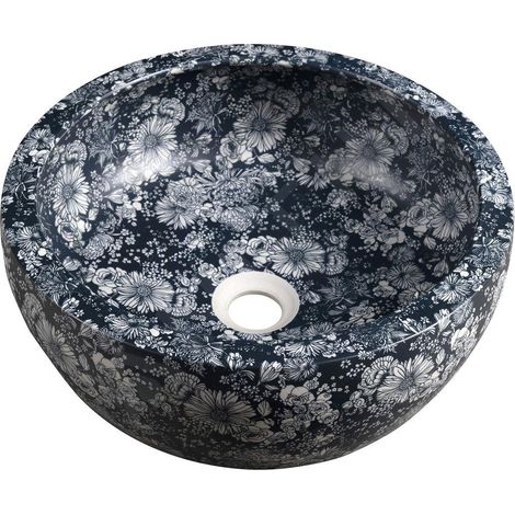 Sapho Priori - Lavabo pour plan de travail, diamètre 41 cm, sans trop-plein, bleu PI038 (1/5)