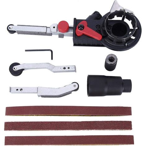 Levigatrice a nastro, accessori per levigatrice angolare, lega di alluminio nera, 3 bracci di lavoro per mandrino da 10 mm [Regalo di Natale, Regalo di Capodanno] (1/5)