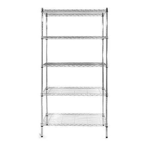 Scaffale portaoggetti pieghevole con ripiani in filo metallico regolabili - 5 ripiani - Hendi 812204 (1/4)