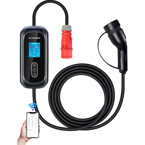 Chargeur EV, Compatibilité Type 2, Courant Réglable, noir, TYPE2 (1/2)