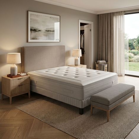 Ensemble matelas sommier pieds Simmons 651 ressorts ensachés + mousse mémoire de forme SW6 180x200 (1/5)