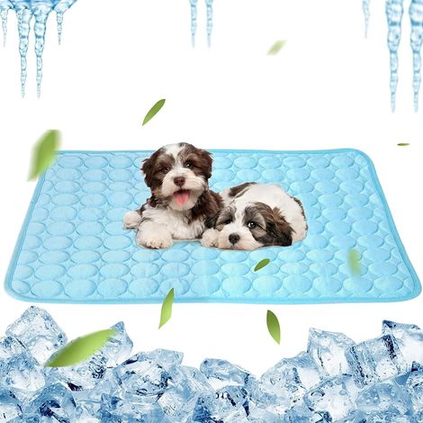 Tapis Rafraîchissant pour Chiens et Chats,40X30cm Couverture Rafraîchissante pour Chien,en Tissu Ice Silk,Lavable,pour la Maison,Les Déplacements ou dans la Voiture,Extérieur,Bleu (1/5)