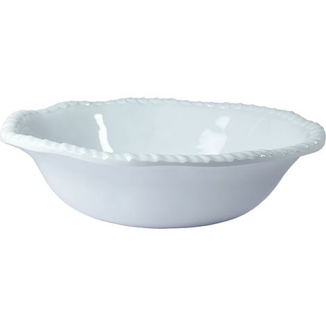 Assiette Creuse Ronde en Mélamine Blanche avec Bordure Corde pour Table 20 x 20 x 5,5 cm - PANGIVO (1/3)