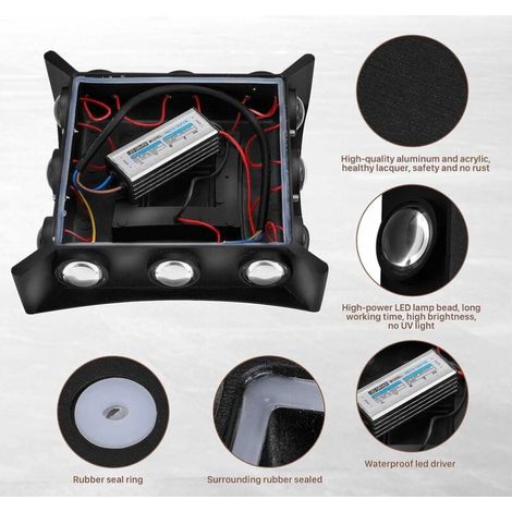 Applique murale d'extérieur à LED pour clôture extérieure Applique murale d'extérieur pour maison de cour Éclairage de jardin extérieur pour chambre à coucher de couloir de jardin, lumière chaude (1/4)