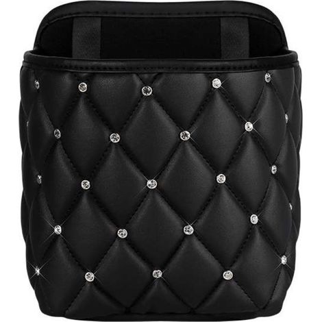 Sac de rangement de voiture en cuir PU cristal strass, organisateur barrière de support de siège arrière, multi-poches, conteneur de voiture