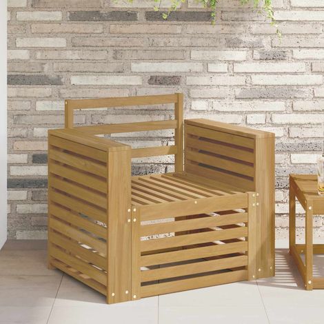 Canapé de Jardin Modulable 1 Place en Bois d'Acacia Massif Blanc avec Accoudoirs, 20.8kg - PANGIVO (1/5)
