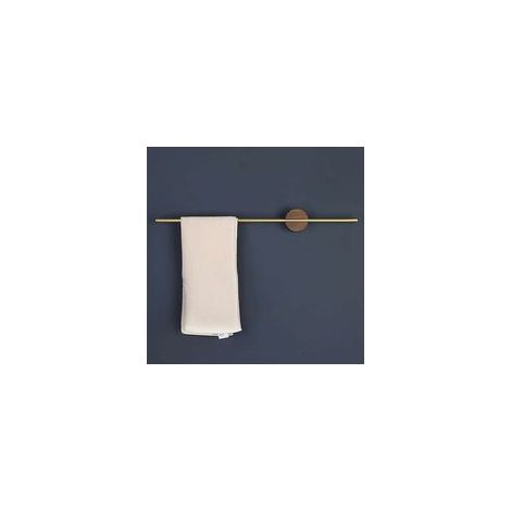 Porte-serviette mural en noyer 40cm Tige en laiton 10mm Finition en huile de cire Installation auto-adhésive ou avec perforation (1/5)