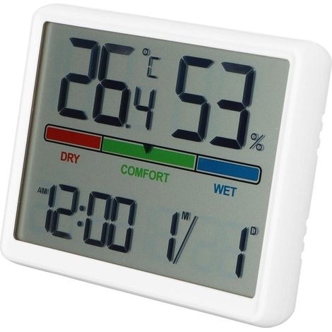 Orologio da tavolo a LED con visualizzazione della temperatura e dell'umidità), batteria da 240 mAh, sveglia digitale 12/24 ore con funzione snooze. (1/5)
