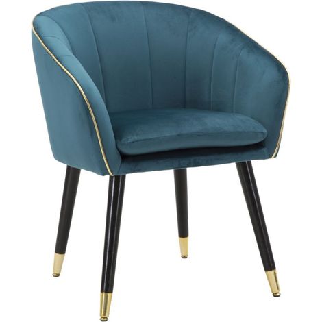 Poltrona Paris Oro 62x58x78 cm in Legno e Poliestere Ottanio (1/5)