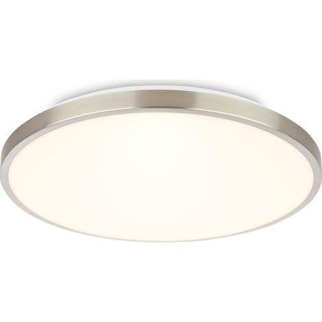 Plafonnier LED avec panneau décoratif, lumière blanche chaude, 17,5W, 2400lm, salon, chambre, luminaire plafonnier, 33 x 6 cm, nickel mat (1/5)