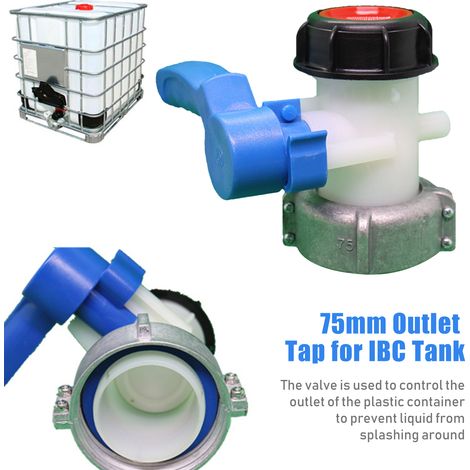 Robinet de sortie 75mm pour réservoir IBC, adaptateur de vidange, robinet d'arrêt, raccord d'eau de pluie, huile, carburant, eau