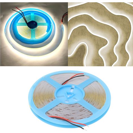 COB-LED-Streifen, Niederspannung, flexibel und selbstklebend, 10 m Länge, geeignet für den Innen- und Außenbereich, neutrales Licht 4000 K. (1/5)