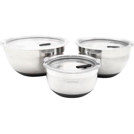 Gam'Hotel - Set de 3 bols inox/noir 16/20/24cm