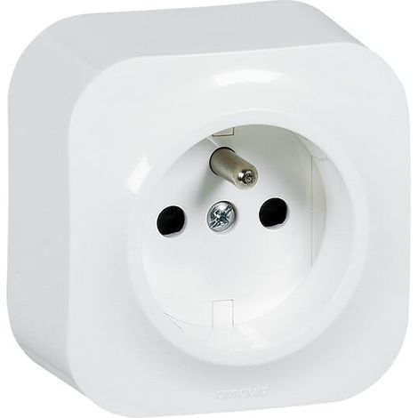 Prise de courant avec terre saillie Profil Eco - 16A - blanc (1/4)