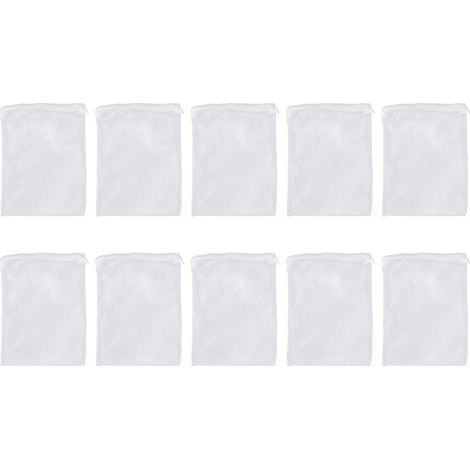 Sacs filtrants pour Aquarium, 10 pièces, grand trou en maille, sac pour Aquarium avec fermeture éclair pour charbon actif granulaire blanc (1/5)