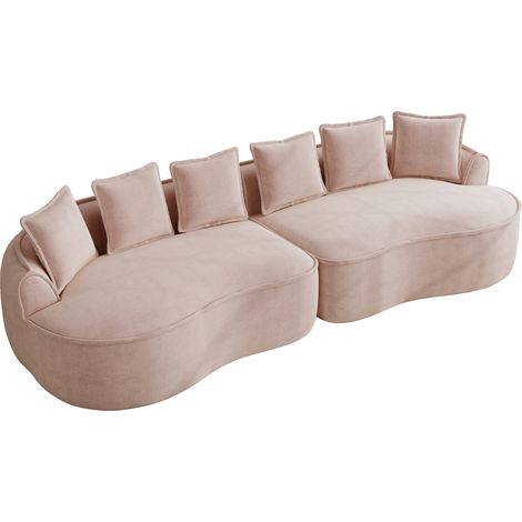 Canapé modulable 4 places rose en tissu, sans montage, assise profonde avec méridienne et larges accoudoirs, coussins inclus pour salon cosy CHICFURN (1/5)
