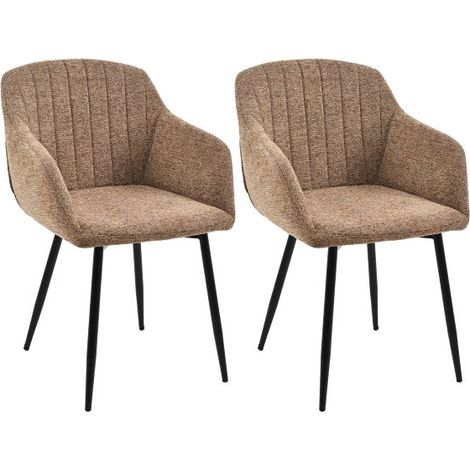Goeurvant Sedie da pranzo minimaliste con seduta ampia e braccioli ergonomici, combinazione di comfort ed eleganza - Set di 2 - Caffè-Chenille