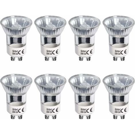 Ampoule halogène GU10 35W blanc chaud 2700K dimmable, équivalent LED 3W 360lm, angle 120°, AC 220-240V, lot de 8 (1/5)