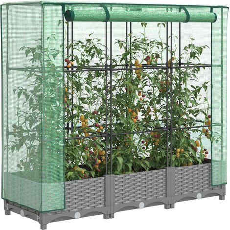 Hochbeet mit Gewächshaus-Aufsatz Rattan-Optik 120x40x123 cm