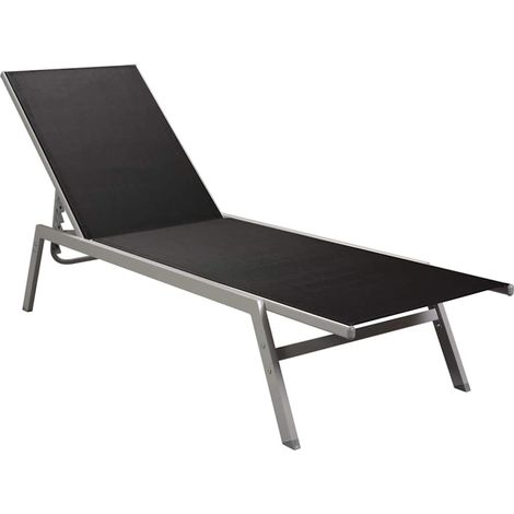 Chaise longue Transat Bain de soleil Acier et textilène Noir (1/5)
