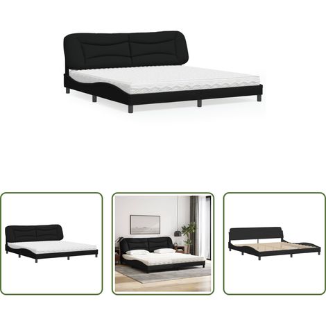 vidaXL Matratze - Bett mit Matratze "Hvar" Schwarz 200x200 cm Stoff (1/5)