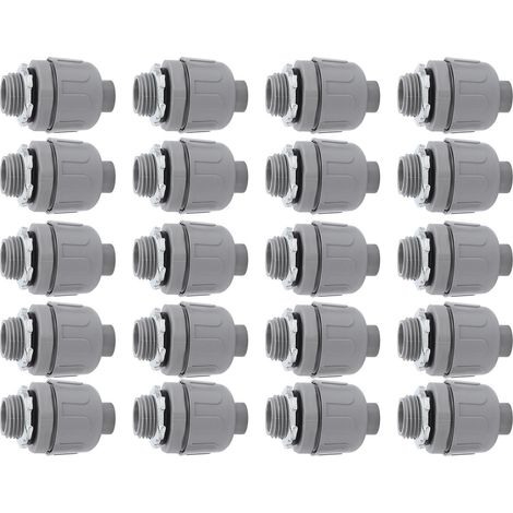 Lot de 20 raccords étanches aux liquides 3/4 pouce NPT non métalliques pour conduits électriques flexibles, pour usage domestique et extérieur. (1/5)